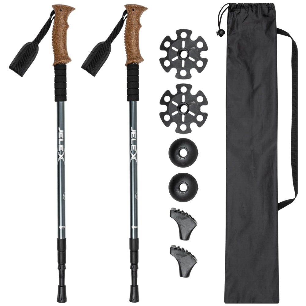 JELEX Nordic Walkingstokken met kurken handvatten marine