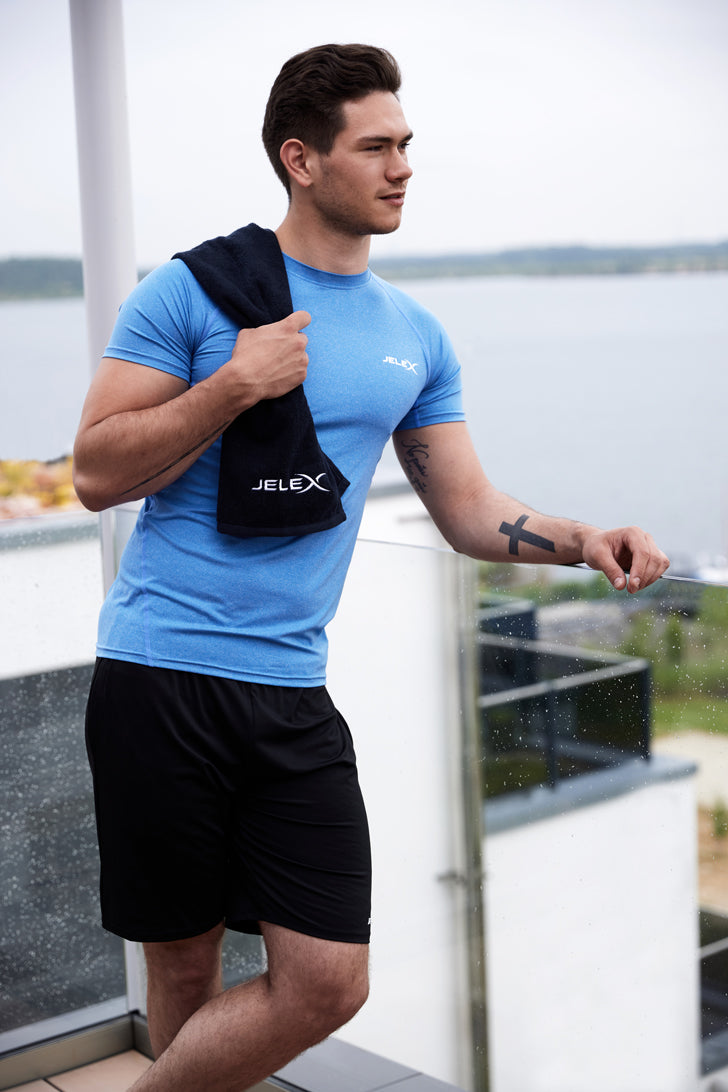 JELEX "100FIT" Fitness handdoek met zak zwart