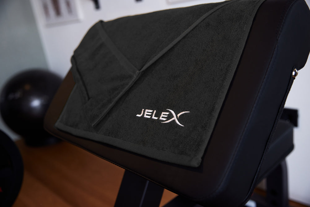JELEX "100FIT" Fitness handdoek met zak zwart