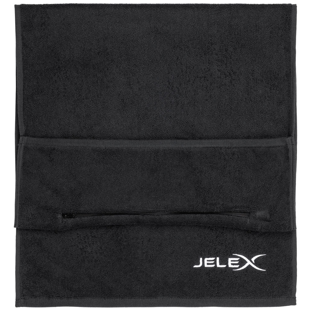 JELEX "100FIT" Fitness handdoek met zak zwart