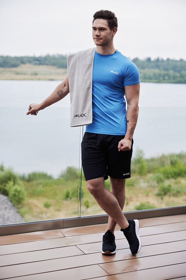 JELEX "100FIT" Fitness handdoek met zak grijs