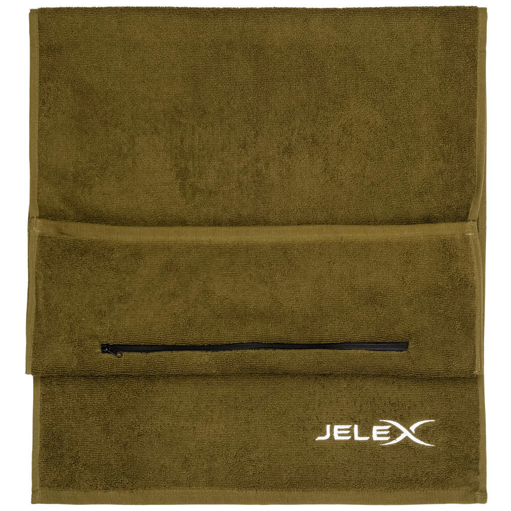 JELEX "100FIT" Fitness handdoek met zak legergroen