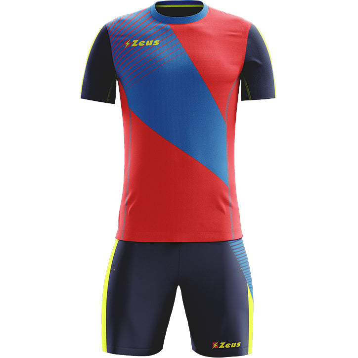 Zeus Kit Alex herenshirtset met korte broek rood koningsblauw