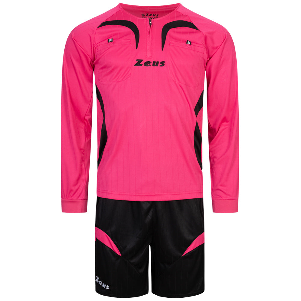 Zeus heren scheidsrechterset shirt met korte broek Fuxia