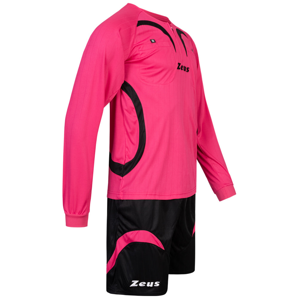 Zeus heren scheidsrechterset shirt met korte broek Fuxia