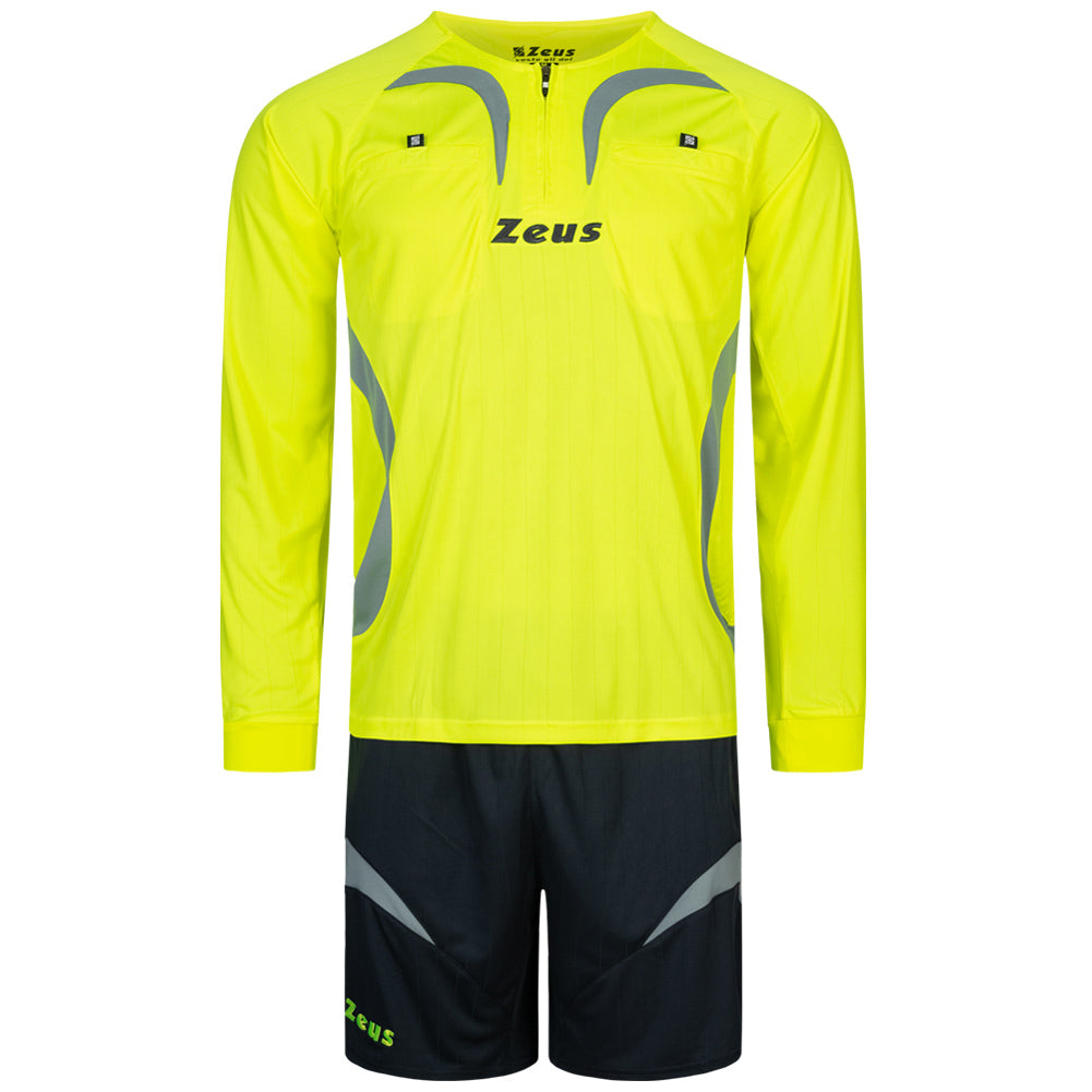 Zeus Heren Scheidsrechter set met truitje en shorts Neongeel