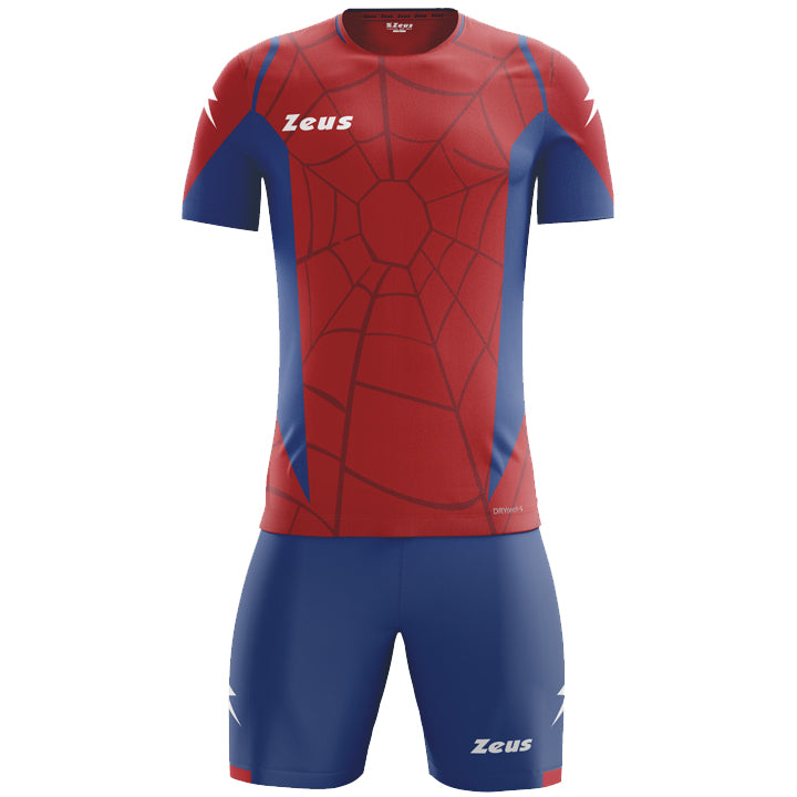 Zeus tenue voor helden met shorts, rood-koningsblauw
