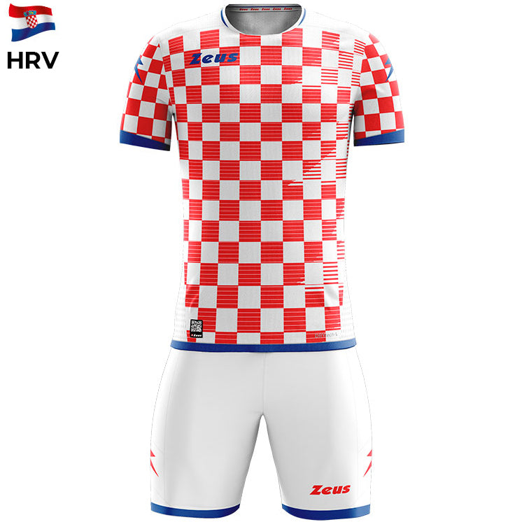 Zeus Mundial Teamkleding Set Shirt met korte broek wit rood