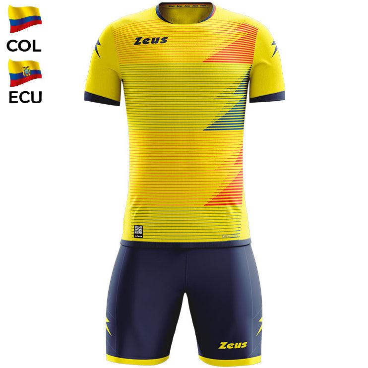Zeus Mundial Teamkleding Set T-shirt met korte broek geel koningsblauw rood