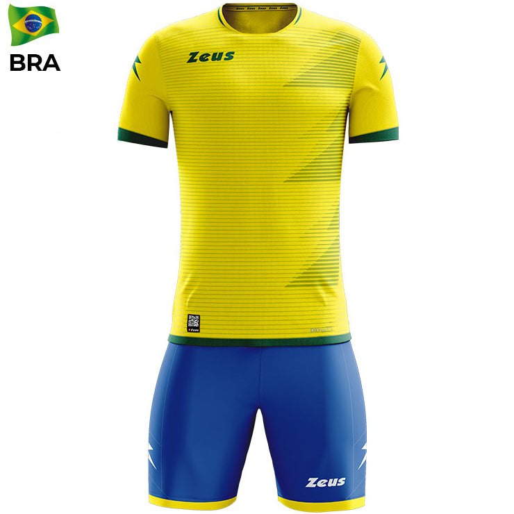 Zeus Mundial Teamwear Set T-shirt met korte broek geel groen koningsblauw