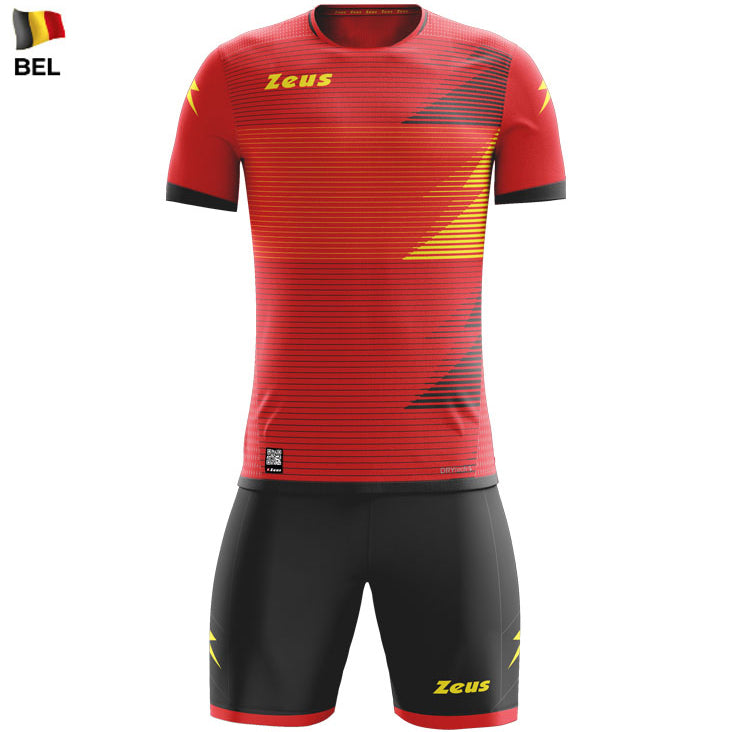 Zeus Mundial Teamkledingset T-shirt met korte broek rood zwart