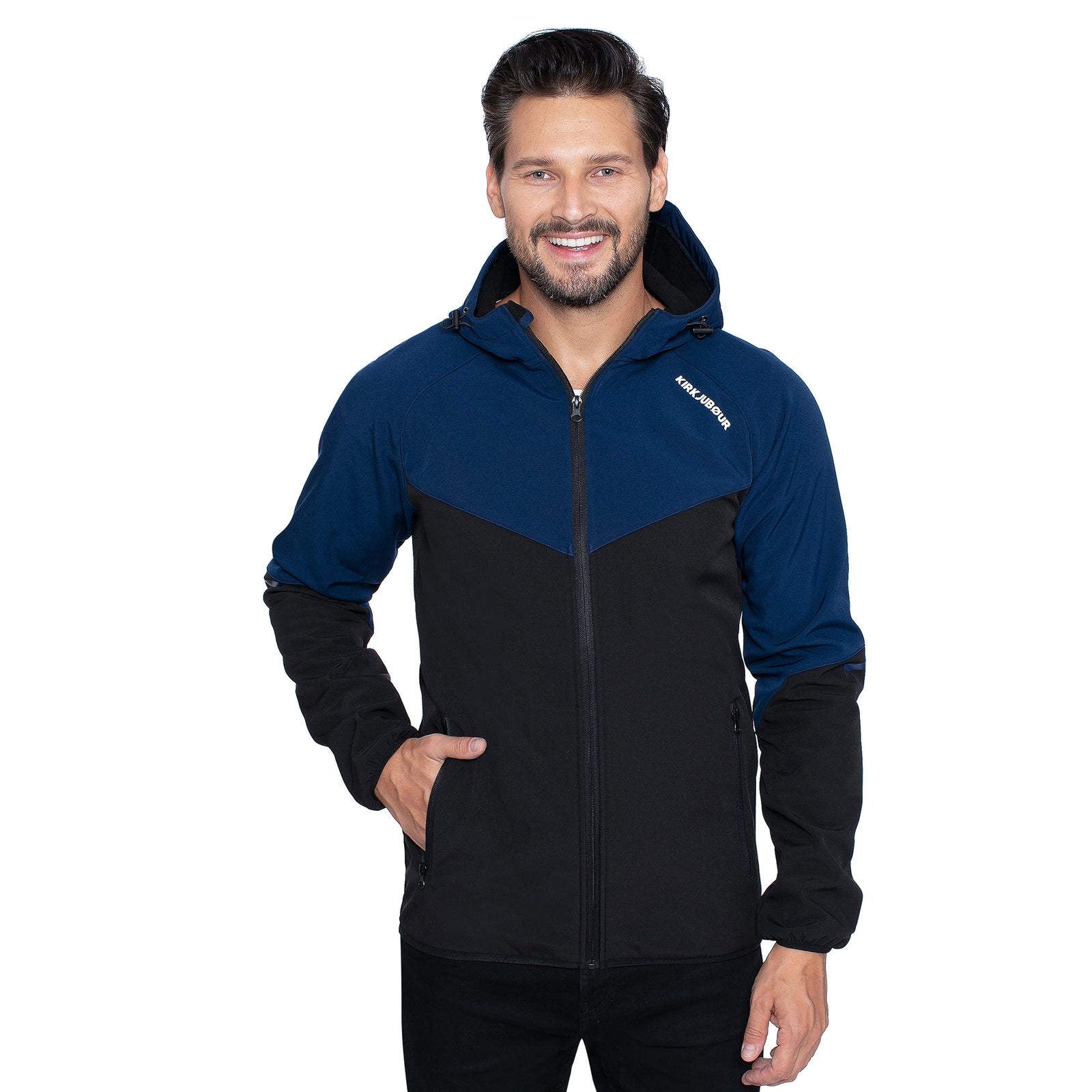 KIRKJUBØUR® "Njordr" Softshelljas voor heren 10.000 mm waterkolom navy/zwart
