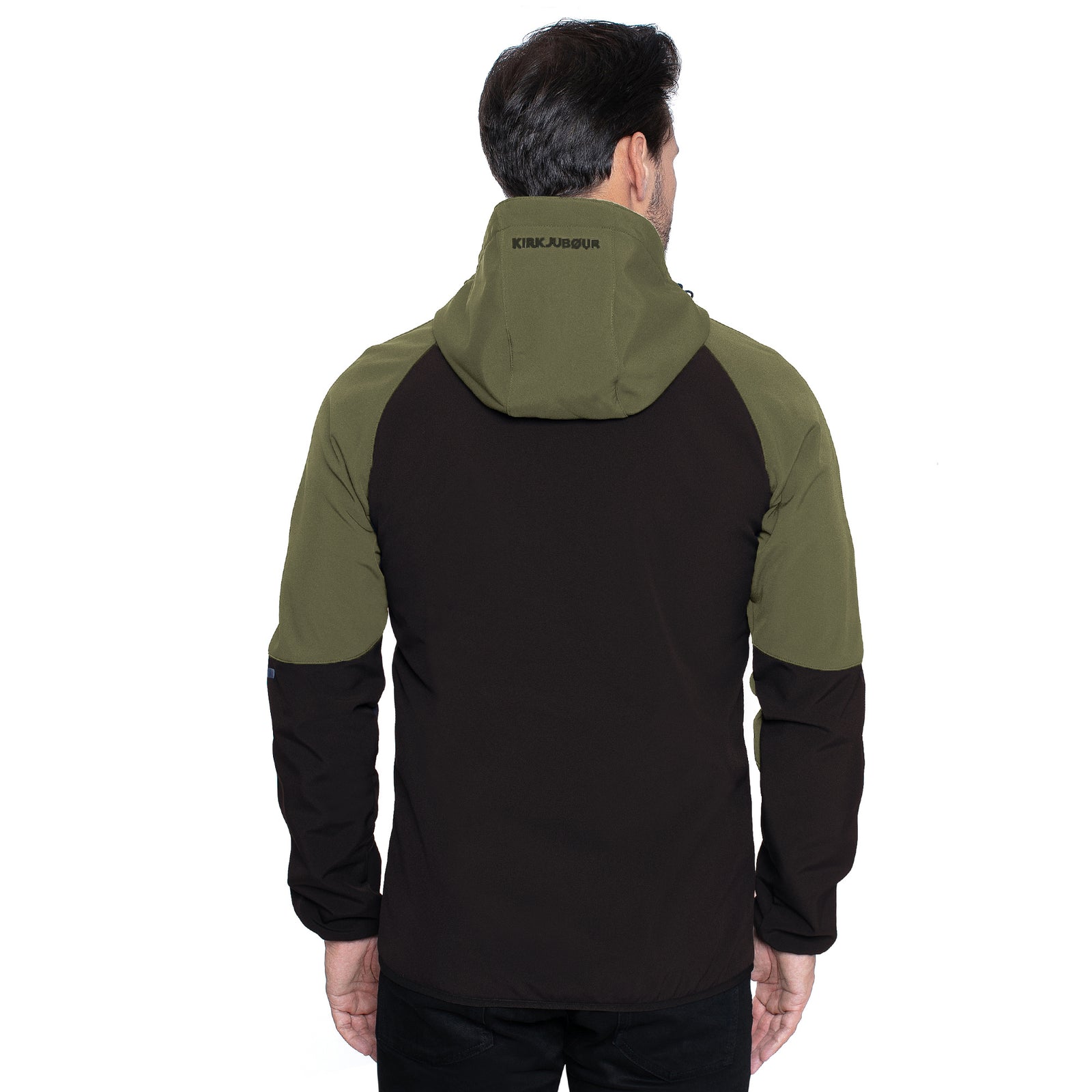 KIRKJUBØUR® "Njordr" Softshelljas voor heren 10.000 mm waterkolom groen/zwart
