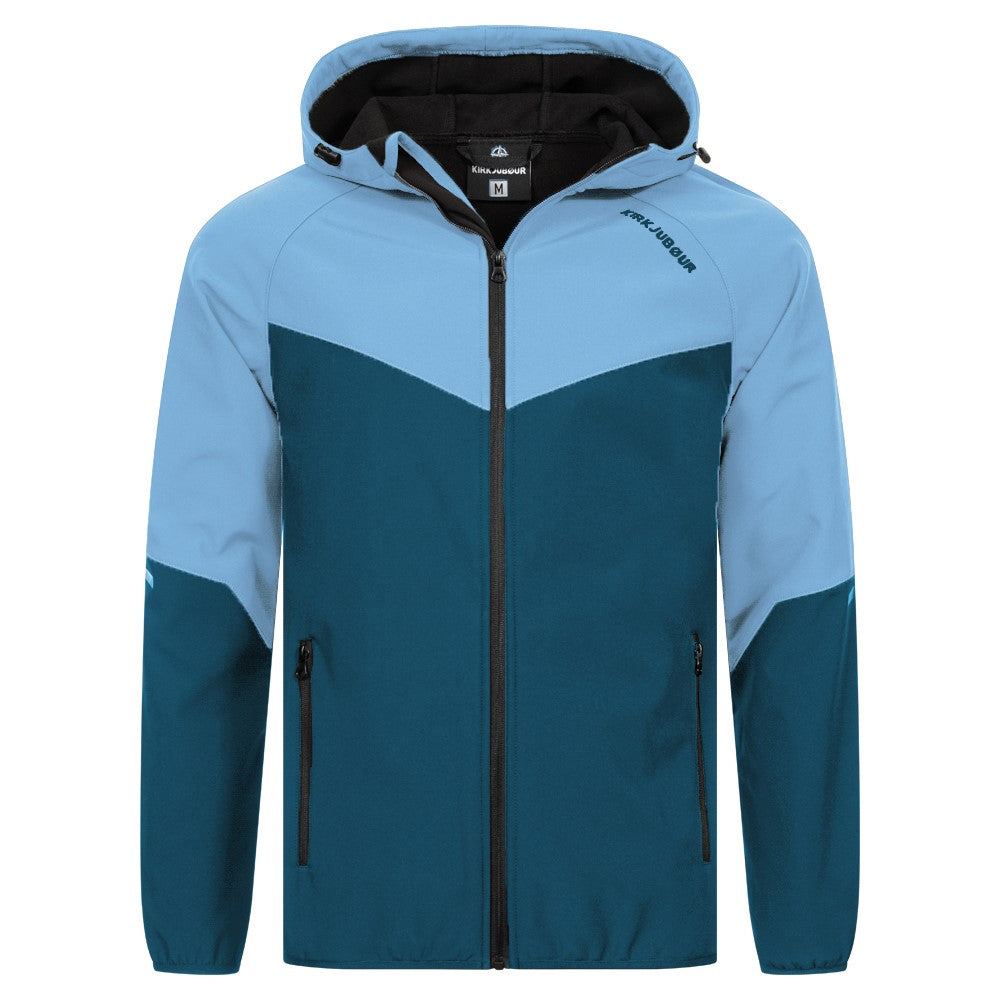 KIRKJUBØUR® "Njordr" heren SOFTSHELL-jas 10.000 mm waterkolom blauw/lichtblauw