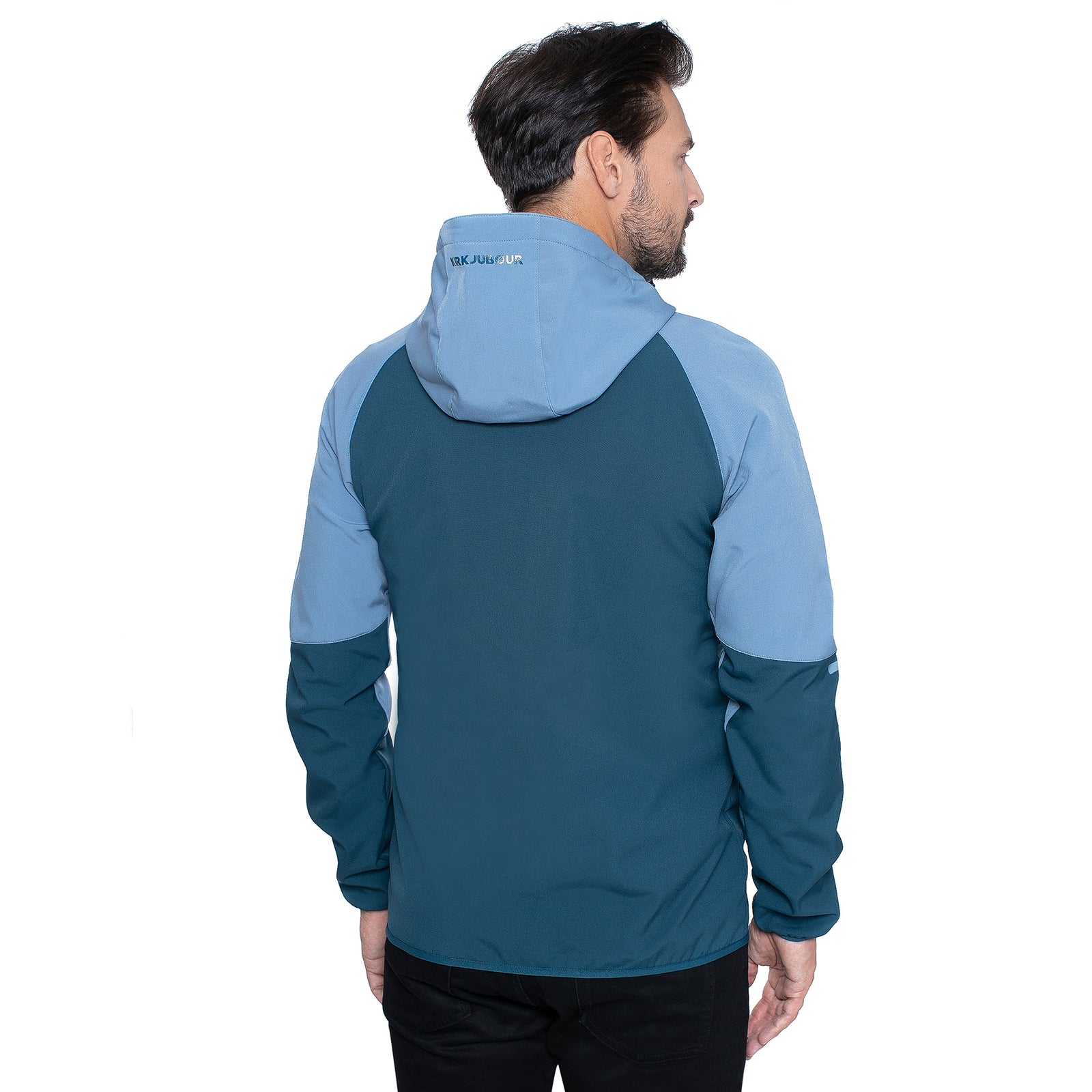 KIRKJUBØUR® "Njordr" heren SOFTSHELL-jas 10.000 mm waterkolom blauw/lichtblauw
