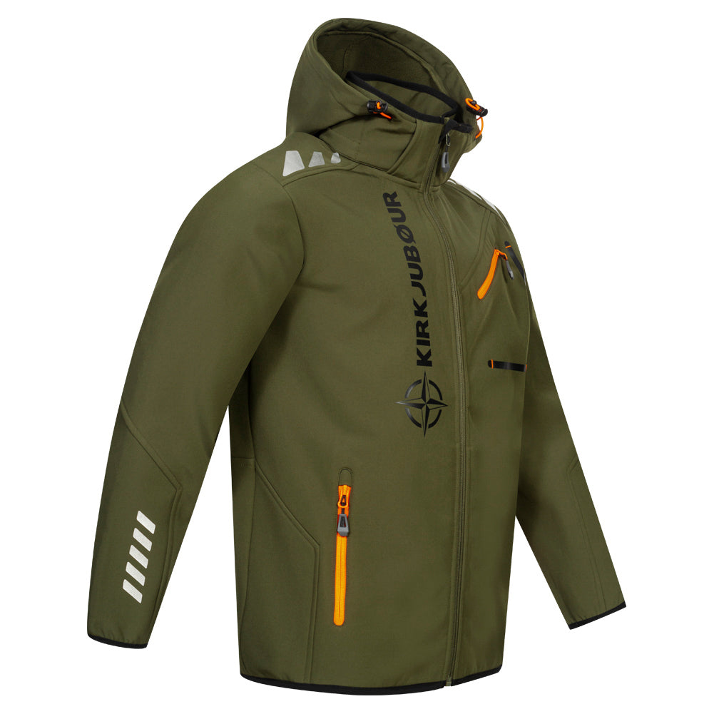 KIRKJUBØUR® "Alvik" Softshelljack voor heren 10.000 mm waterkolom kaki/oranje
