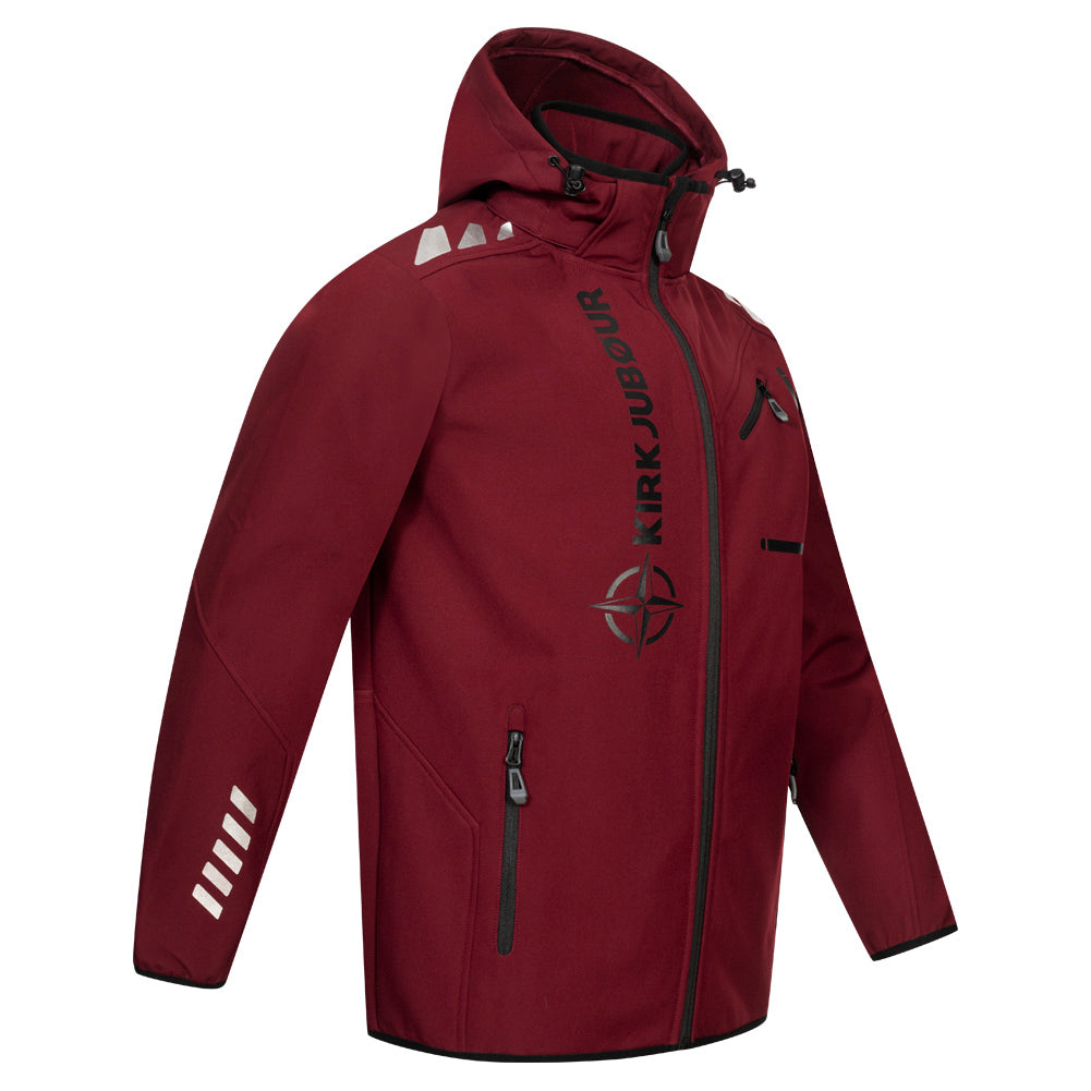 KIRKJUBØUR® "Alvik" Softshelljack voor heren 10.000 mm waterkolom donkerrood/zwart