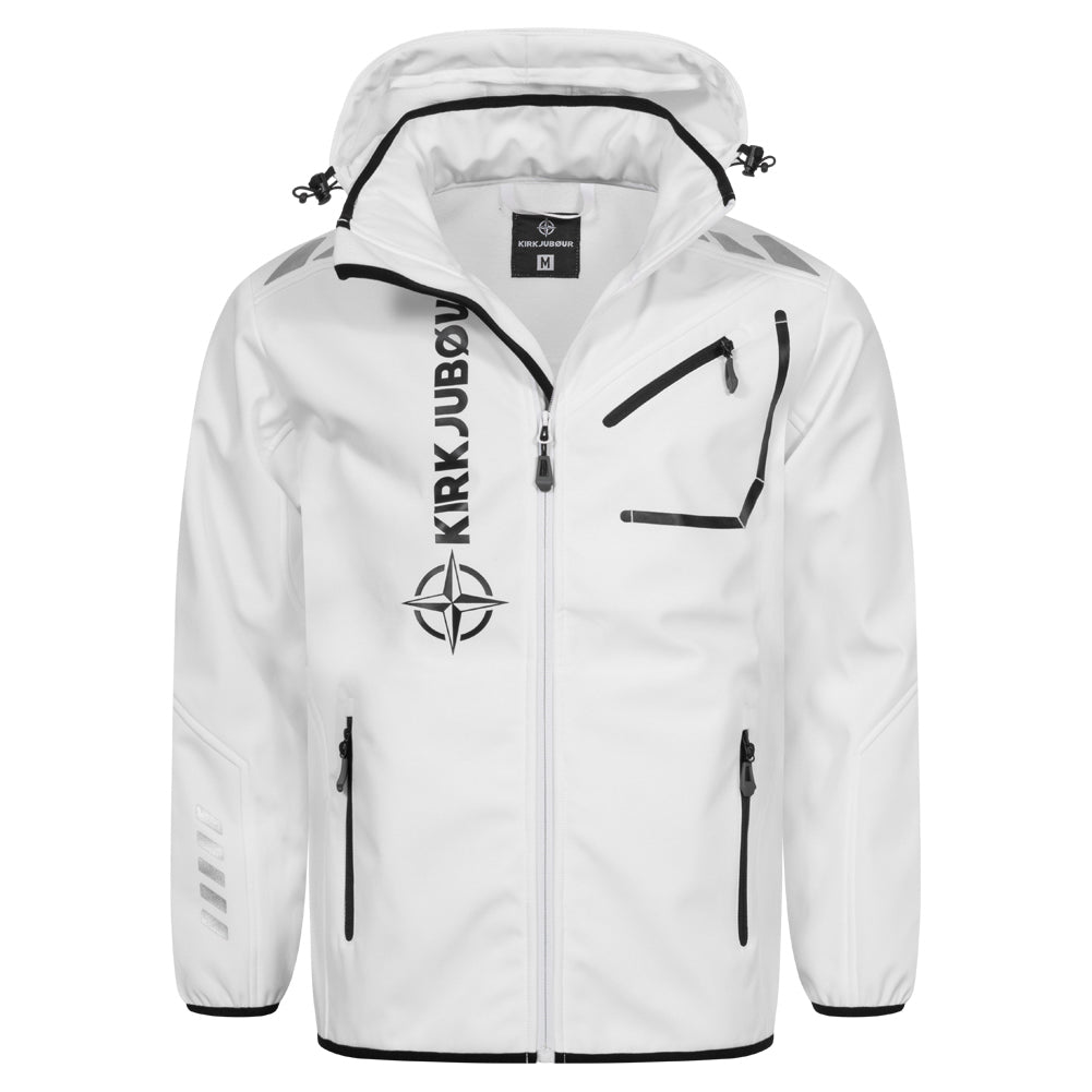 KIRKJUBØUR® "Alvik" Heren SOFTSHELLjas 10.000 mm waterkolom wit/zwart