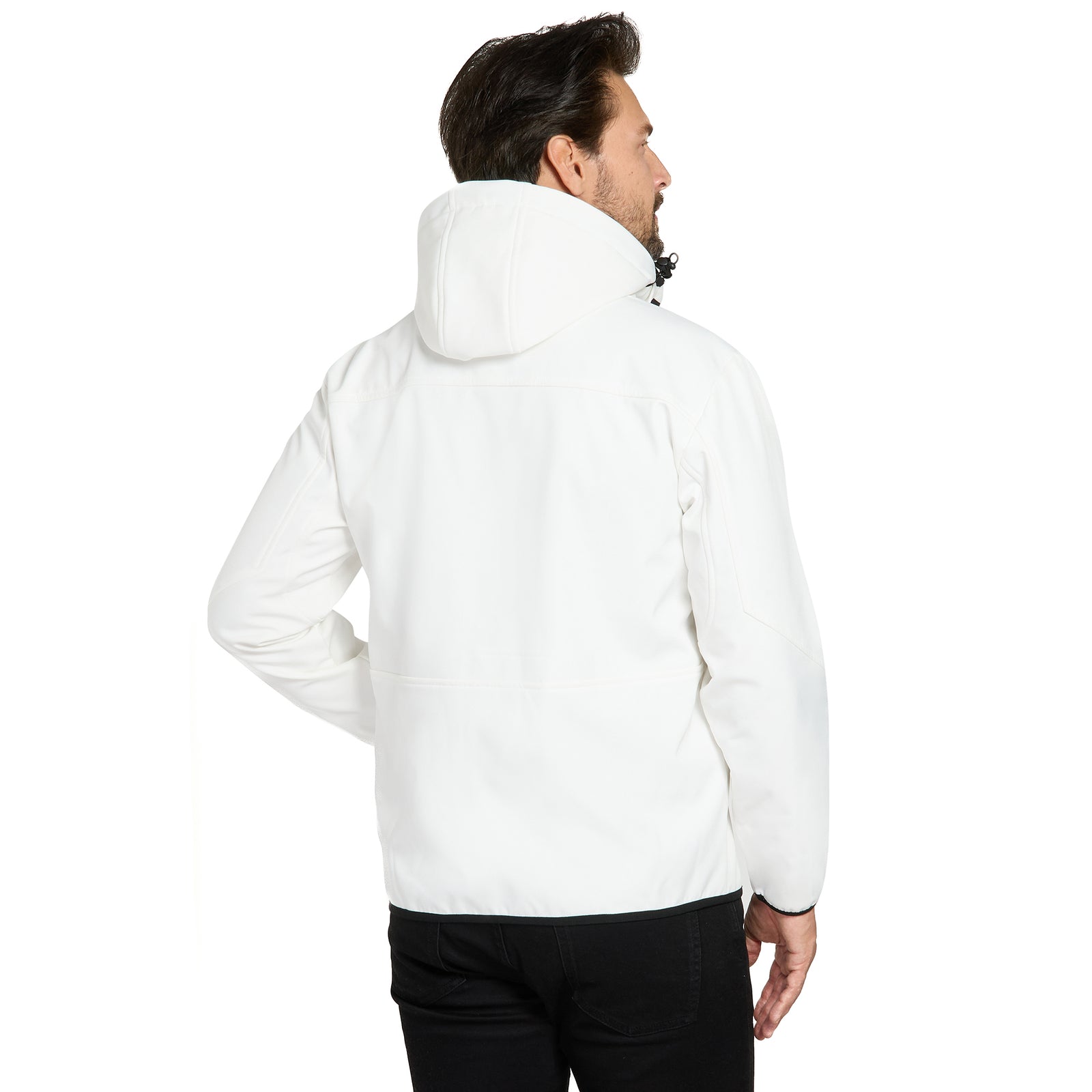 KIRKJUBØUR® "Alvik" Heren SOFTSHELLjas 10.000 mm waterkolom wit/zwart