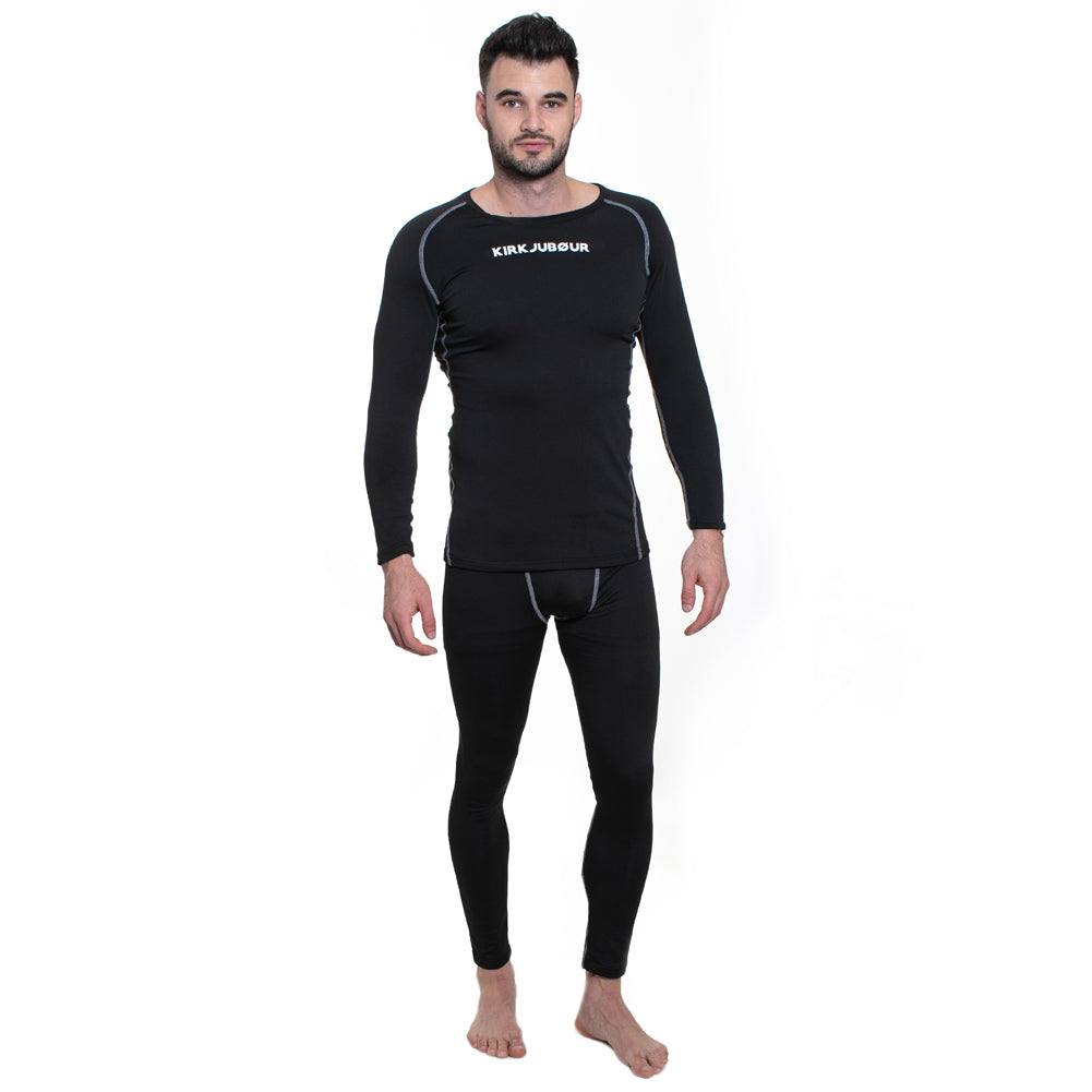 KIRKJUBÃUR Â® "Hafjall" Heren Thermisch ondergoed 2-delige set zwart