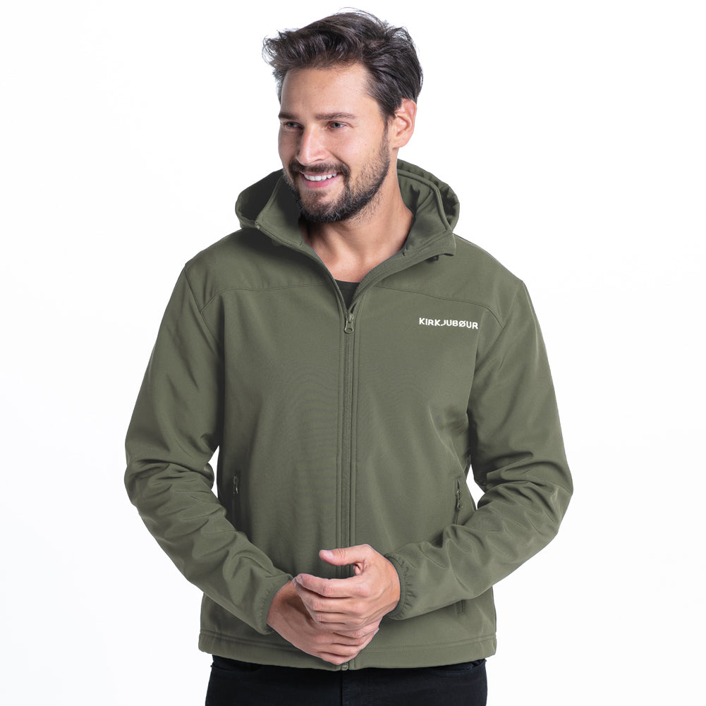 KIRKJUBØUR® "Hestur" Heren SOFTSHELLjack 10.000 mm waterkolom groen