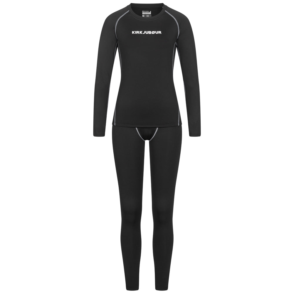 KIRKJUBØUR® "Hafjall" Thermisch ondergoed set voor dames 2-delig zwart