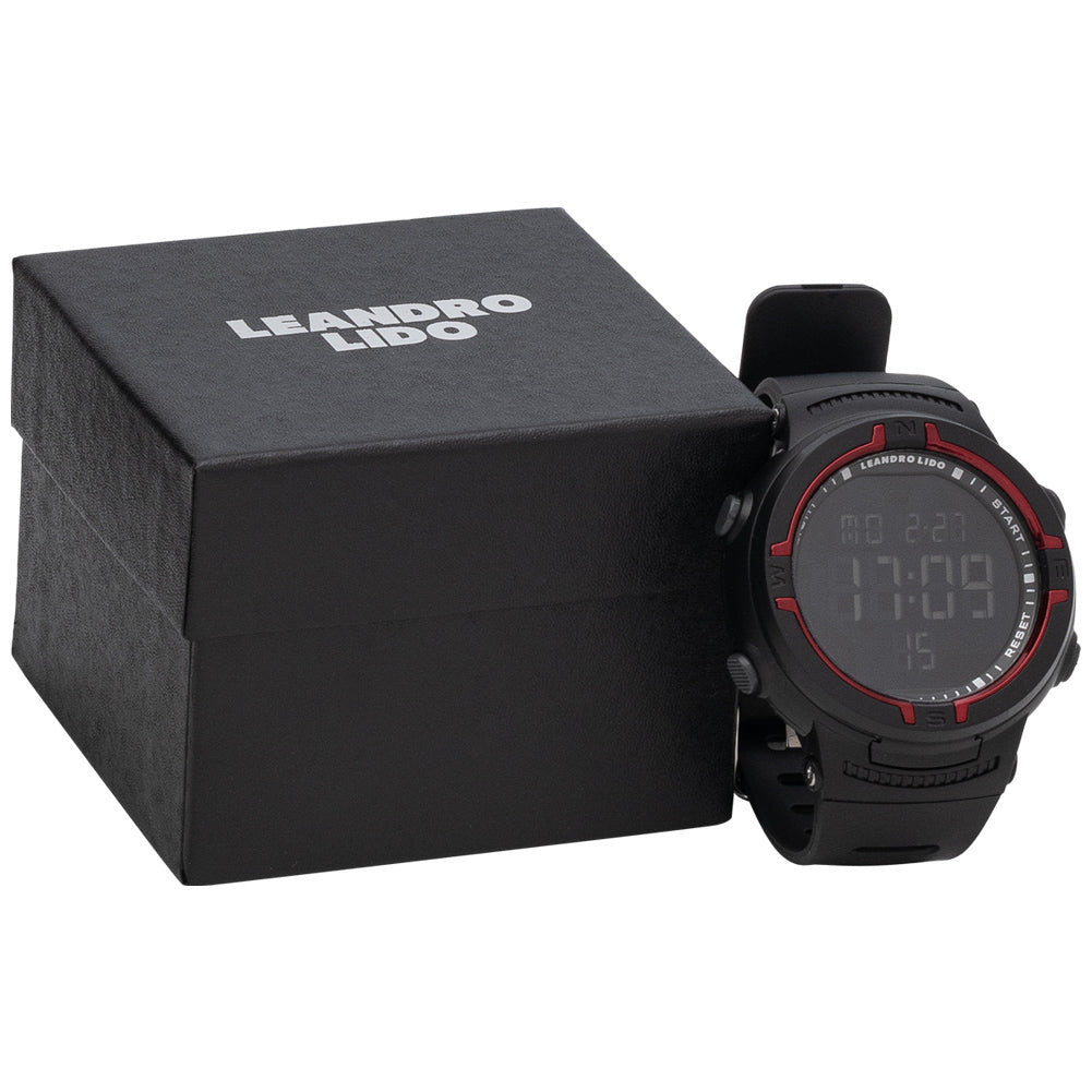 LEANDRO LIDO "Vernazza" Uniseks sporthorloge zwart/rood