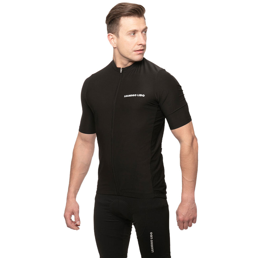 LEANDRO LIDO "Portofino" heren fietsshirt korte mouw zwart