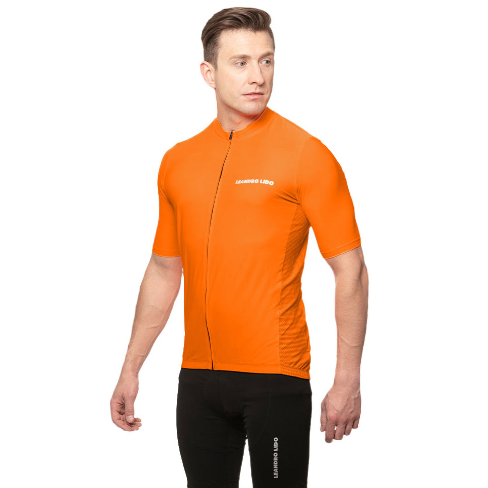 LEANDRO LIDO "Portofino" heren wielershirt korte mouwen oranje