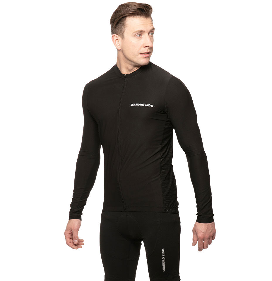 LEANDRO LIDO "Procida" Wielrennershirt met lange mouwen voor heren zwart