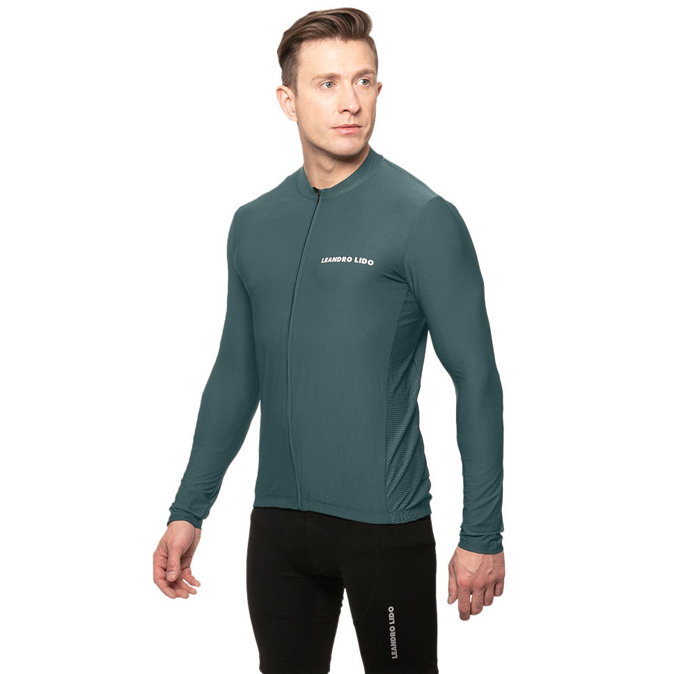 LEANDRO LIDO "Procida" Wielrennershirt met lange mouwen voor heren groen