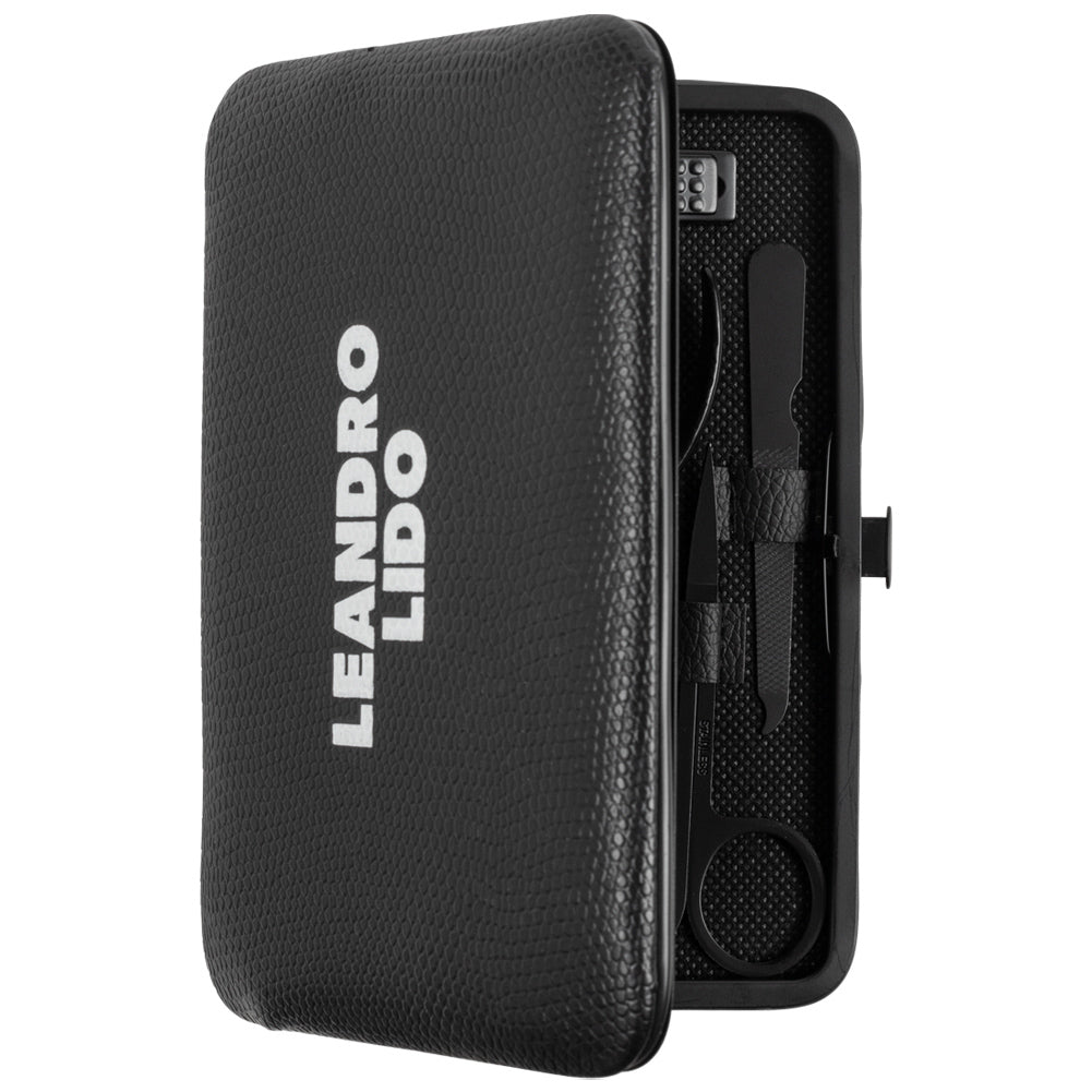 LEANDRO LIDO "Brescia" manicure/pedicure set 19-delig zwart