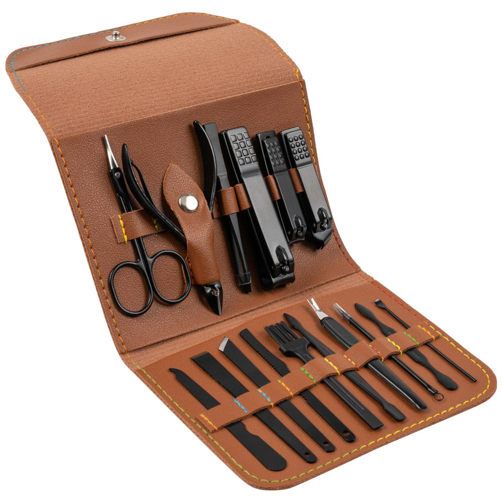 LEANDRO LIDO "Livorno" Manicure/Pedicure set 17-delig bruin