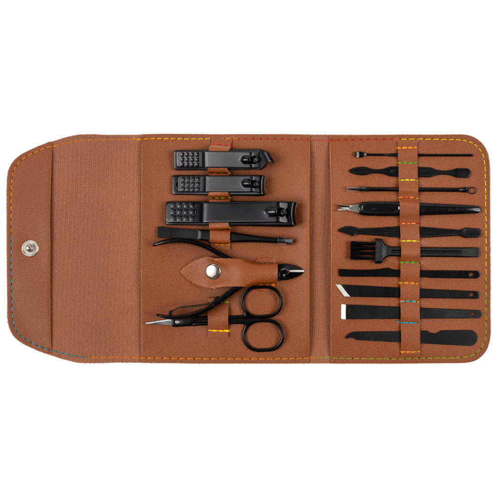 LEANDRO LIDO "Livorno" Manicure/Pedicure set 17-delig bruin