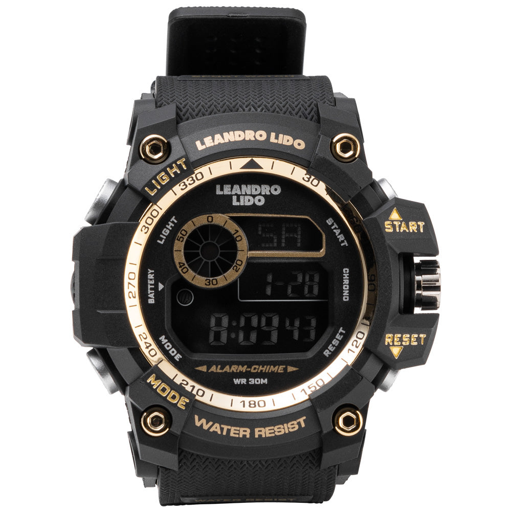 LEANDRO LIDO "Genua" Unisex Sporthorloge zwart goud