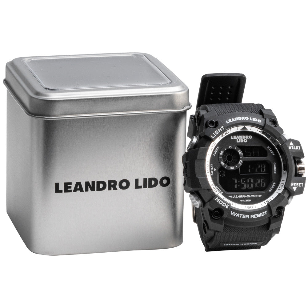 LEANDRO LIDO "Monza" Unisex Sporthorloge zwart wit