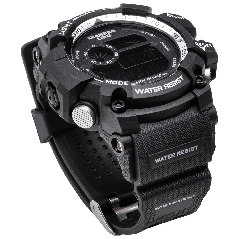 LEANDRO LIDO "Monza" Unisex Sporthorloge zwart wit