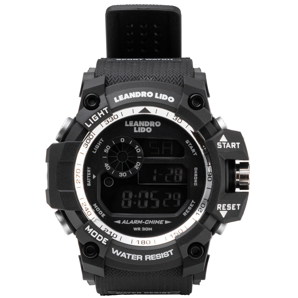 LEANDRO LIDO "Monza" Unisex Sporthorloge zwart wit