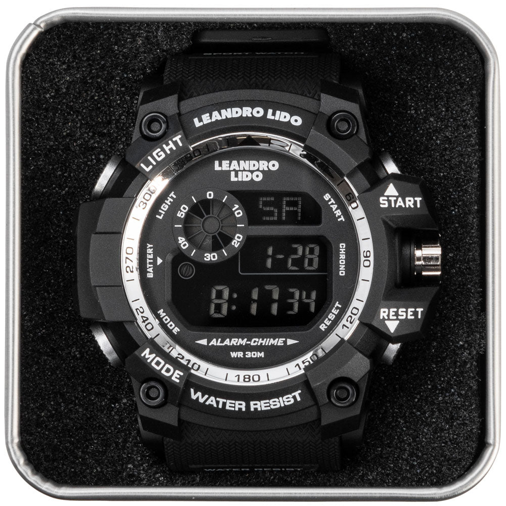 LEANDRO LIDO "Monza" Unisex Sporthorloge zwart wit