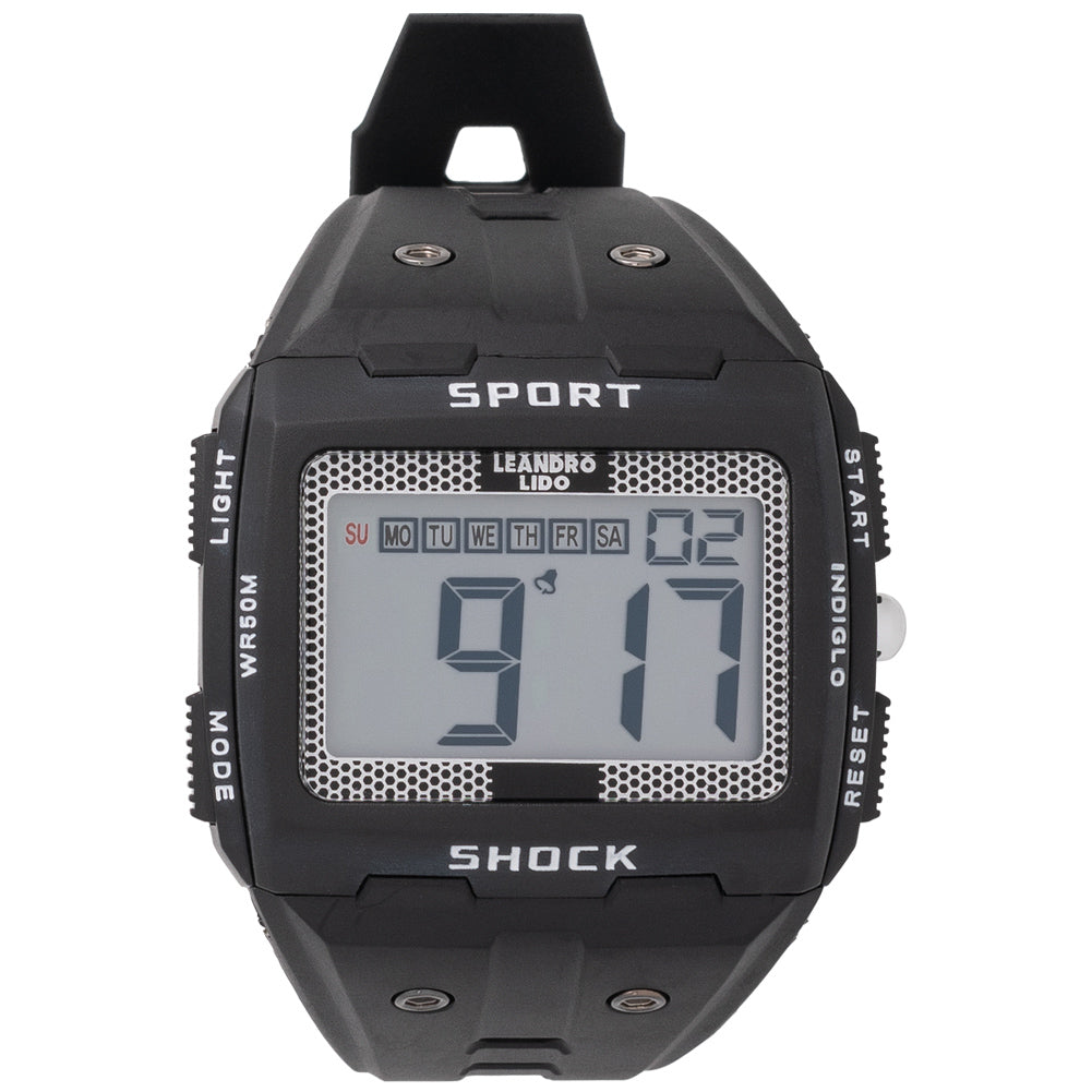 LEANDRO LIDO "Sterpeto" Unisex sporthorloge zwart met stippen