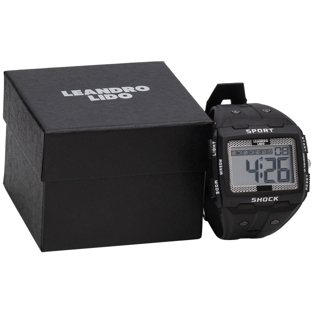 LEANDRO LIDO "Sterpeto" Unisex sporthorloge zwart met stippen