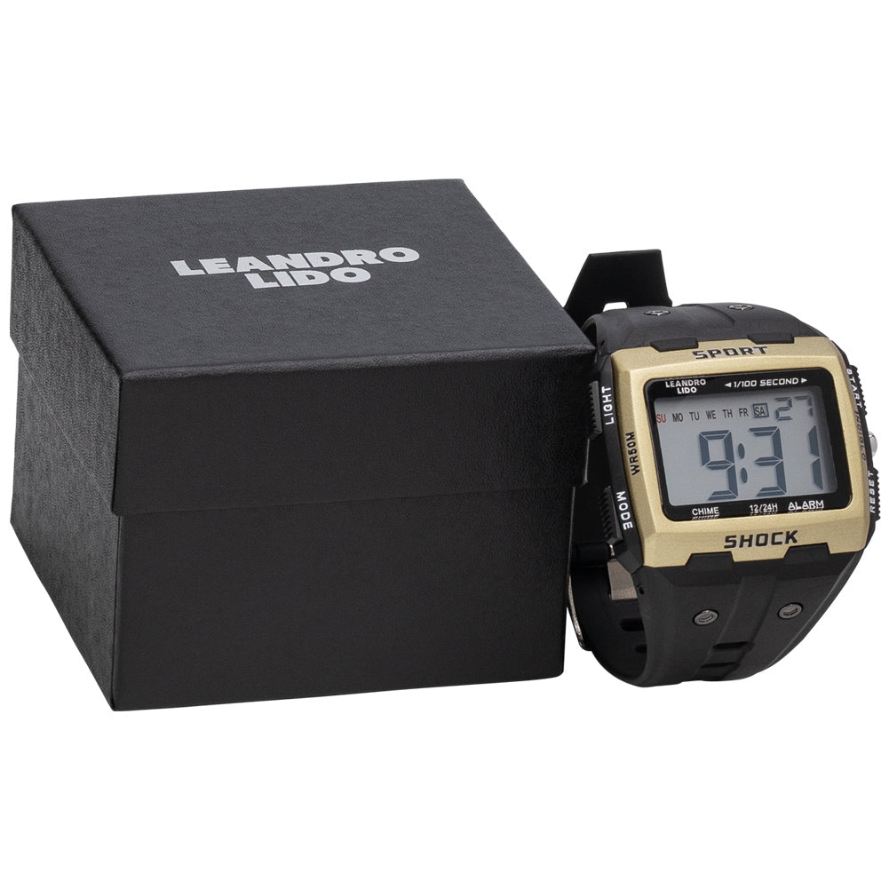 LEANDRO LIDO "Sterpeto" Unisex sporthorloge goud/zwart