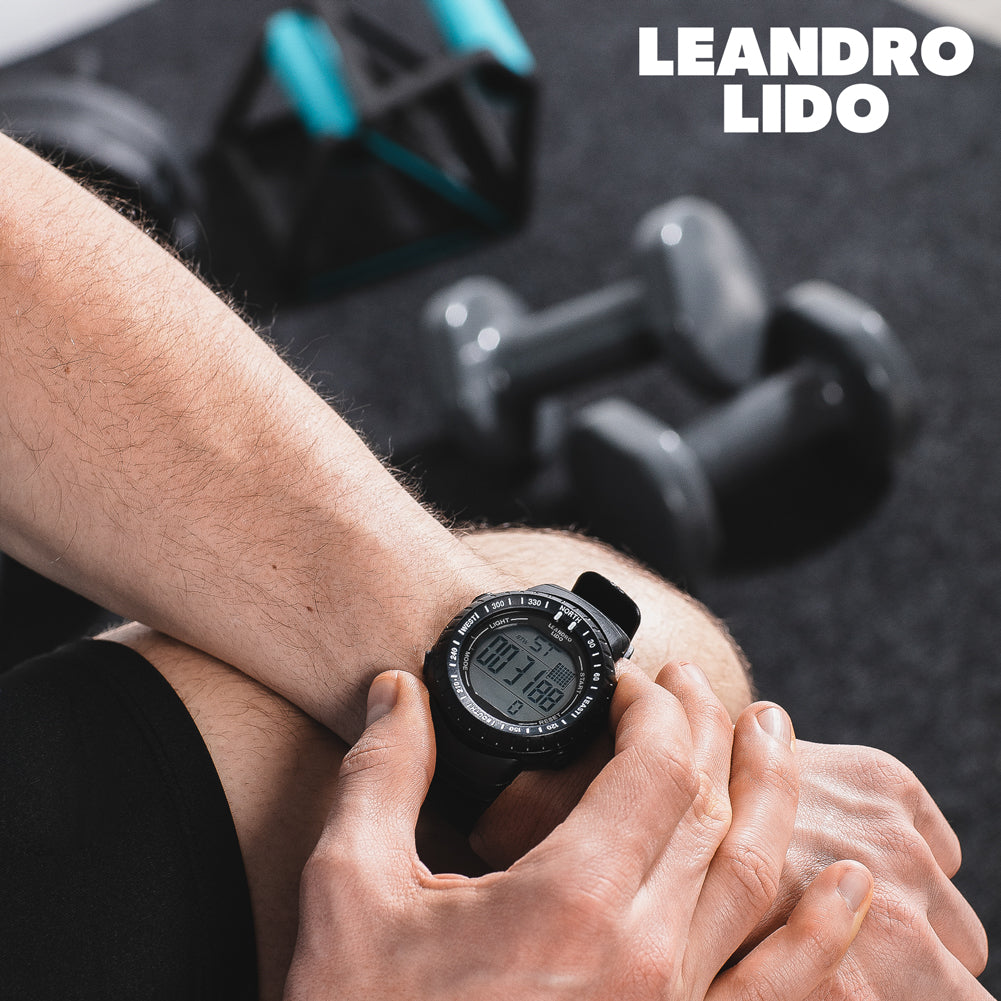 LEANDRO LIDO "Vescia" Unisex Sporthorloge zwart/blauw