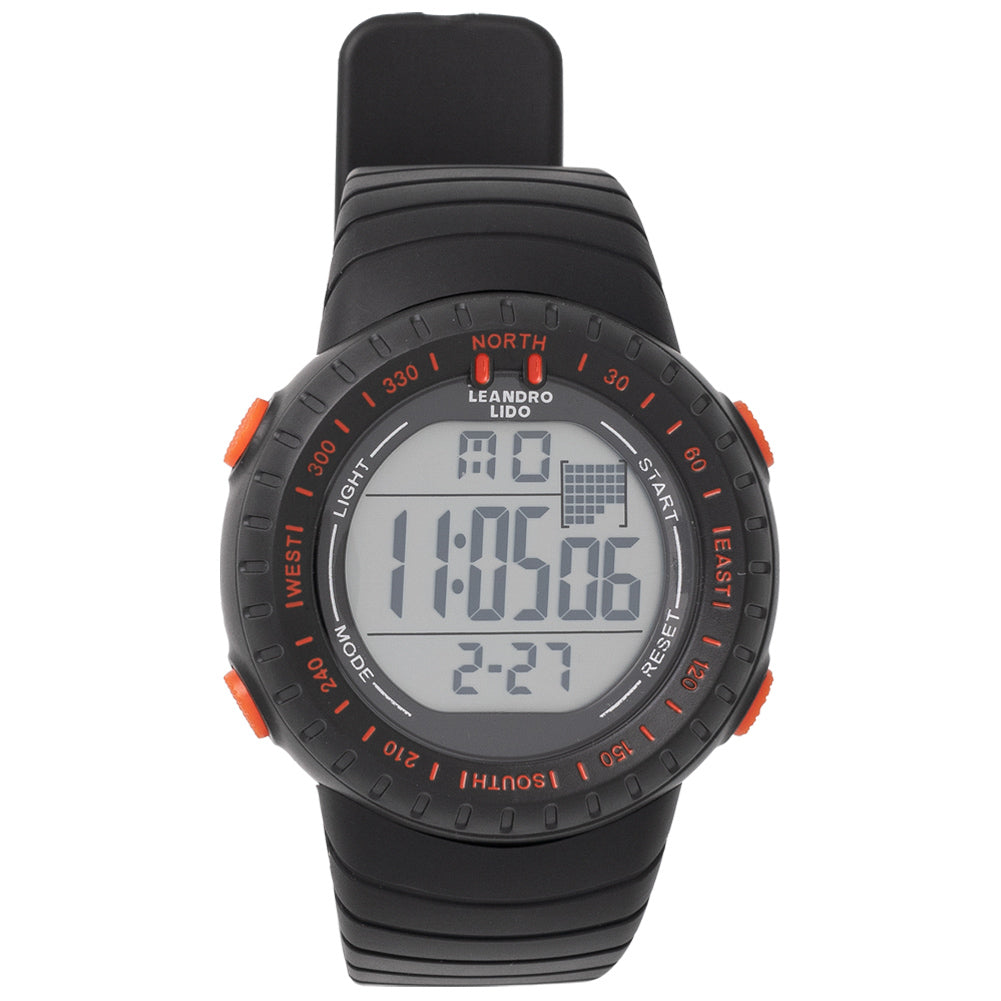 LEANDRO LIDO "Vescia" Unisex Sporthorloge zwart/oranje