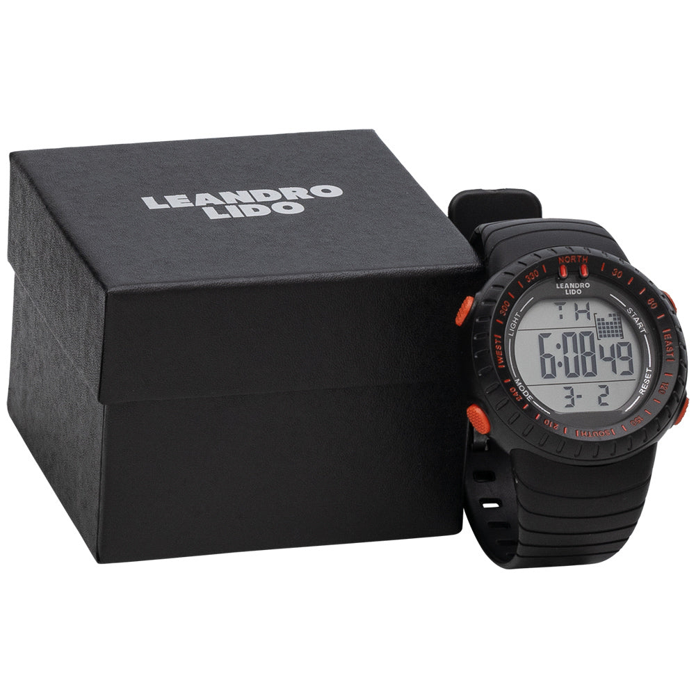 LEANDRO LIDO "Vescia" Unisex Sporthorloge zwart/oranje