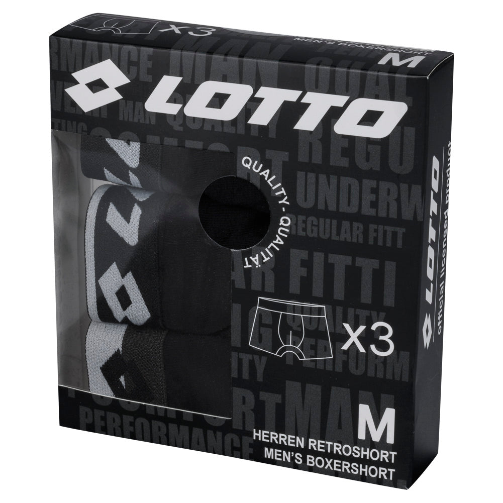 Lotto Retro Heren Boxershorts 3-pack zwart MBXX1002NET-BLACK