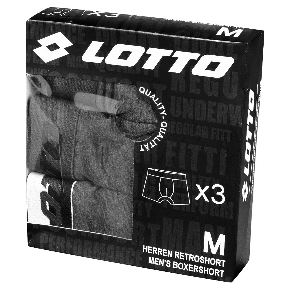 Lotto Retro Heren Boxershorts 3-pack grijs MBXX1002NET-GREY