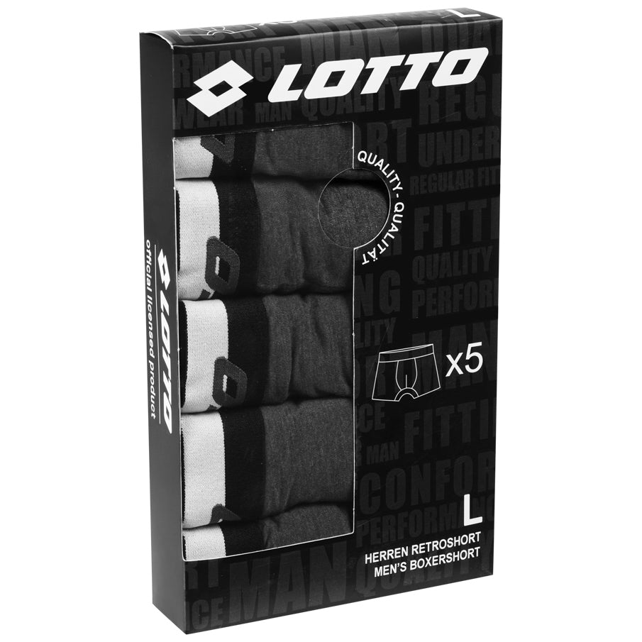 Lotto Retro Boxershorts voor heren 5-pack antraciet MBXY10001REW-ANTRA