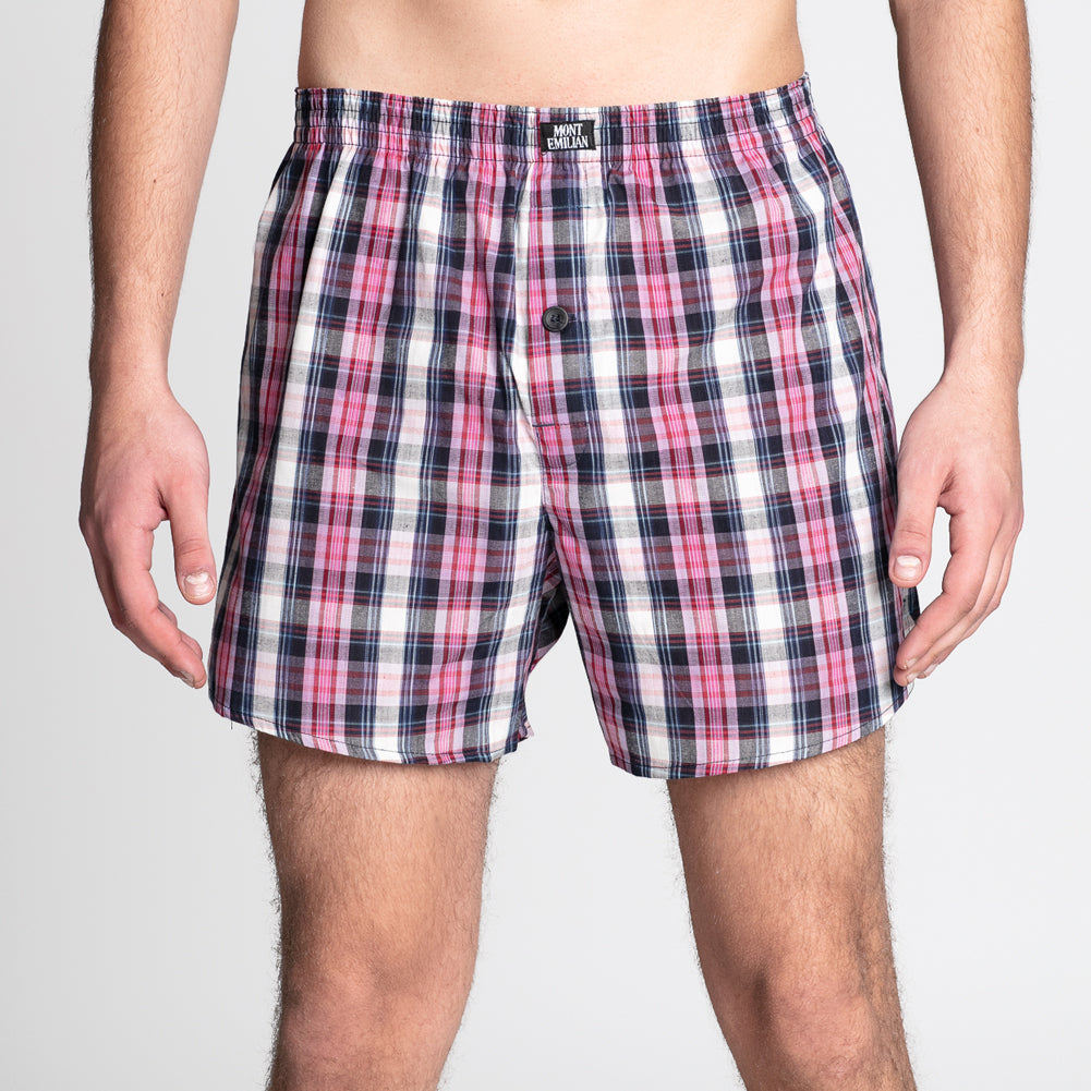 MONT EMILIAN "Nantes" heren boxershorts (2-pack) roze/ruit