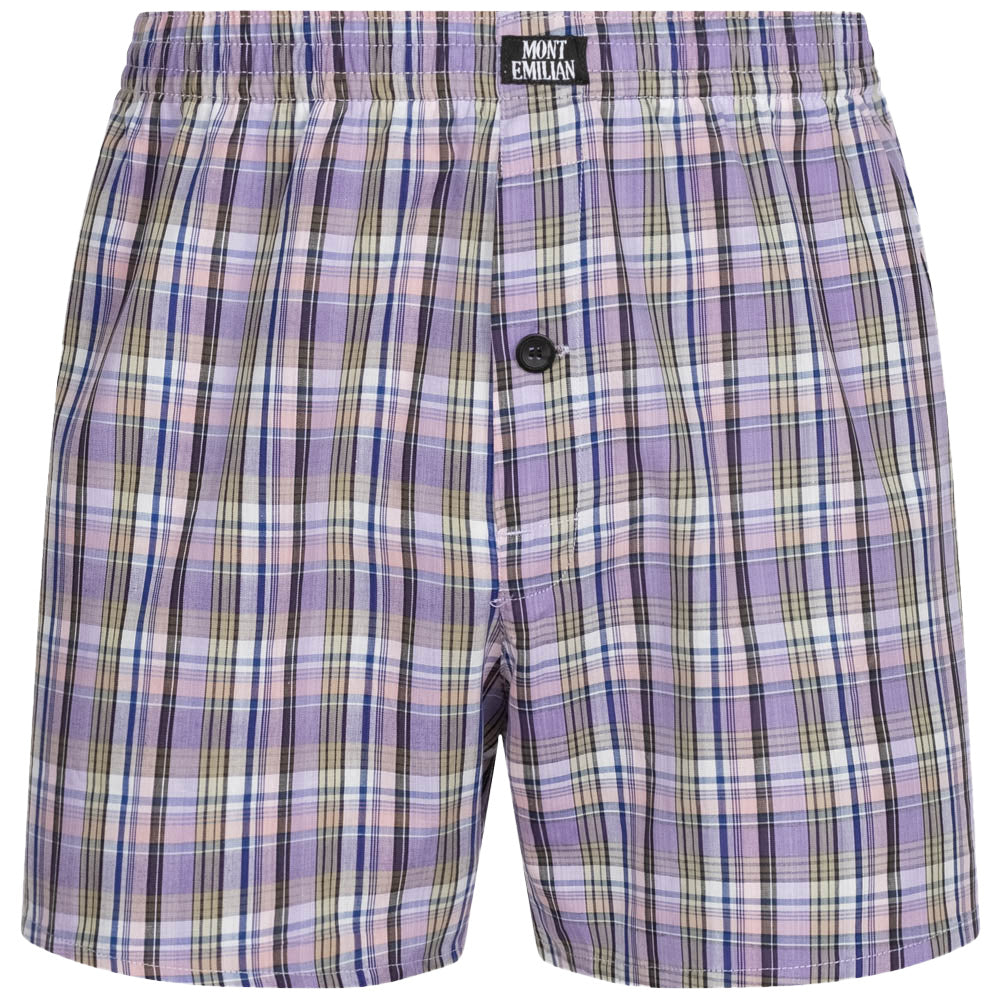 MONT EMILIAN "Nantes" heren American boxershorts 2-pack paars/ruit